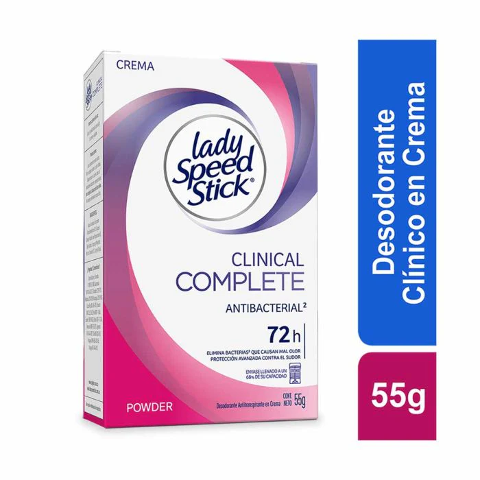 Lady Speed Stick Desodorante Clinical Complete Antibacterial Powder En Crema x 55gr