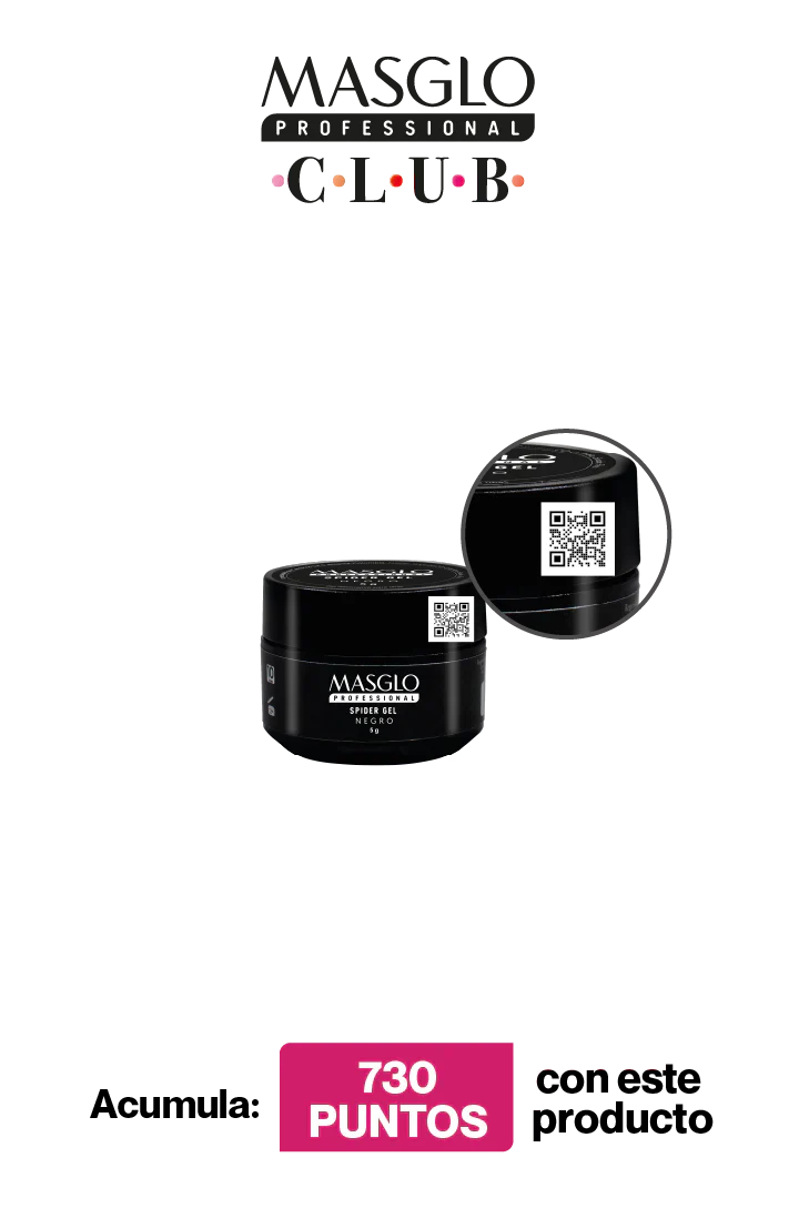 SPIDER GEL NEGRO – ESMALTE DECORACIoN SEMIPERMANENTE MASGLO PROFESSIONAL GEL POLISH 5 GR CREMOSO – GAMA NEGRO