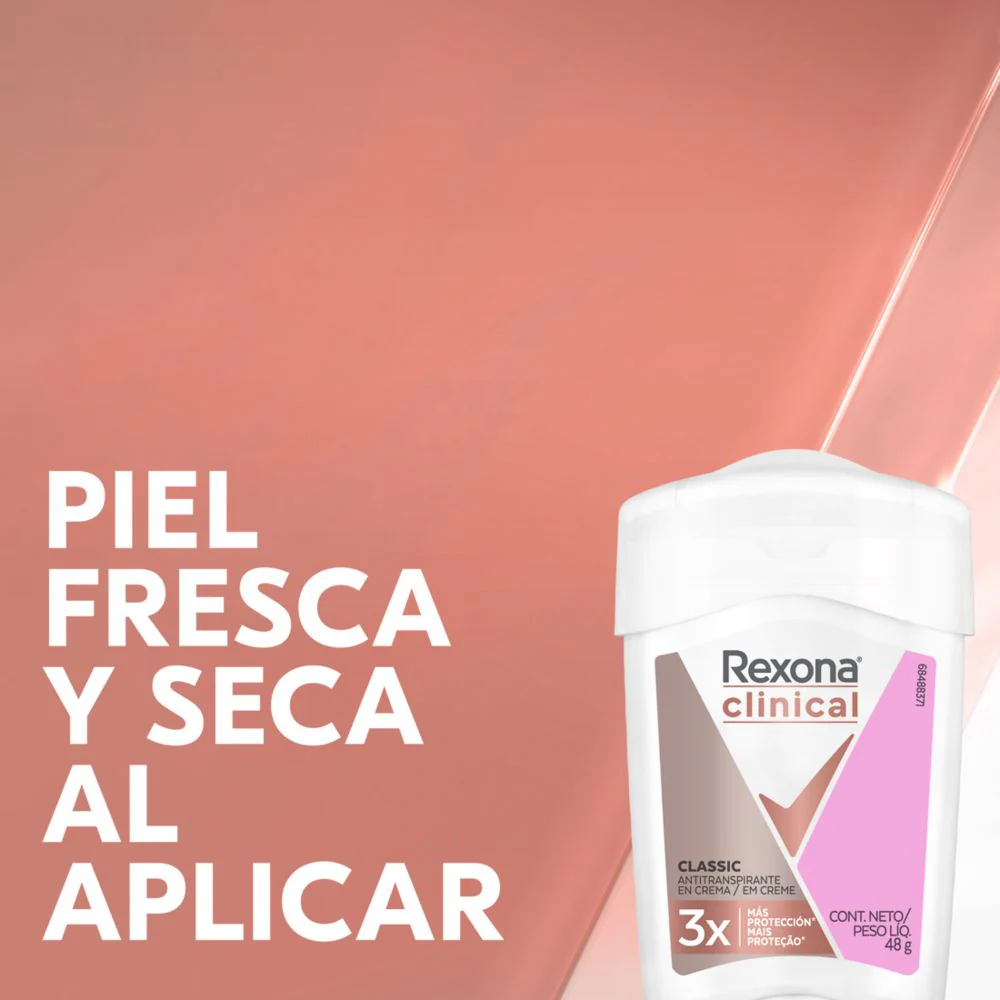 rexona clinical classic desodorante crema antitranspirante barra mujer x 48 gr