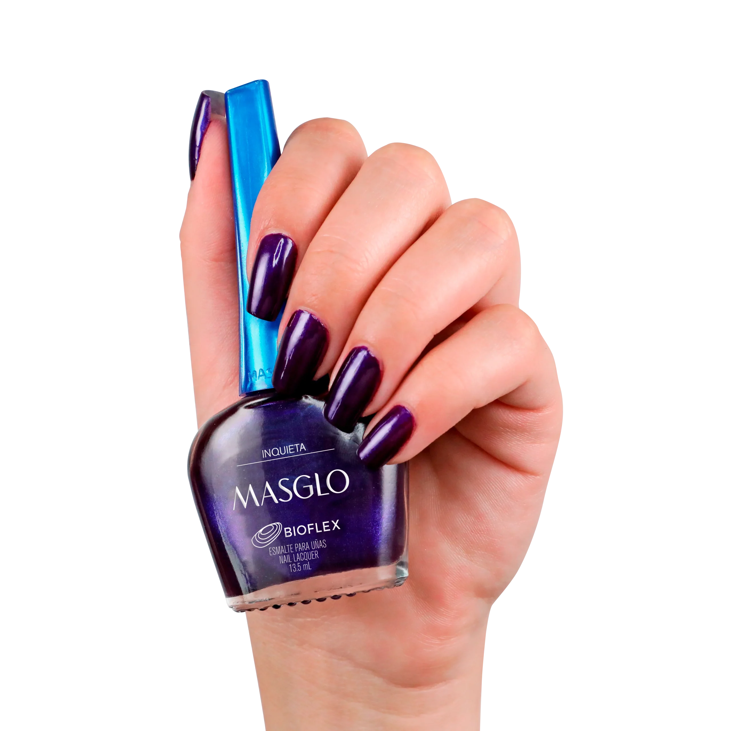 INQUIETA – ESMALTE TRADICIONAL TRASLUCIDO MASGLO 13,5 ML – GAMA MORADO