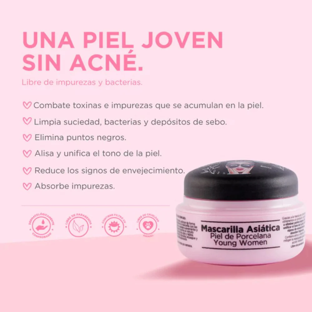 Idunn piel perfecta Mascarilla asiatica piel de porcelana (pieles jovenes) x60ml - Imagen 3