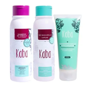 Kaba Shampoo de Cebolla, Kaba Bio mascarilla Capilar, Kaba Tratamiento Repolarizador (3 pack)