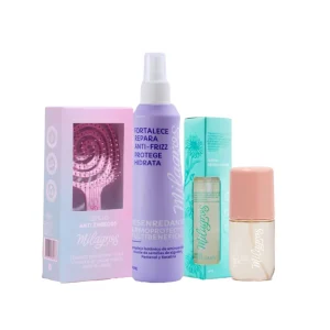 Milagros Cepillo Desenredante Masajeador, Milagros Desenredante Termoprotector, Milagros Serum Revitalizante y Milagros Perfume Sublime - Milagros Kit Cabello Perfecto (4 Pack)