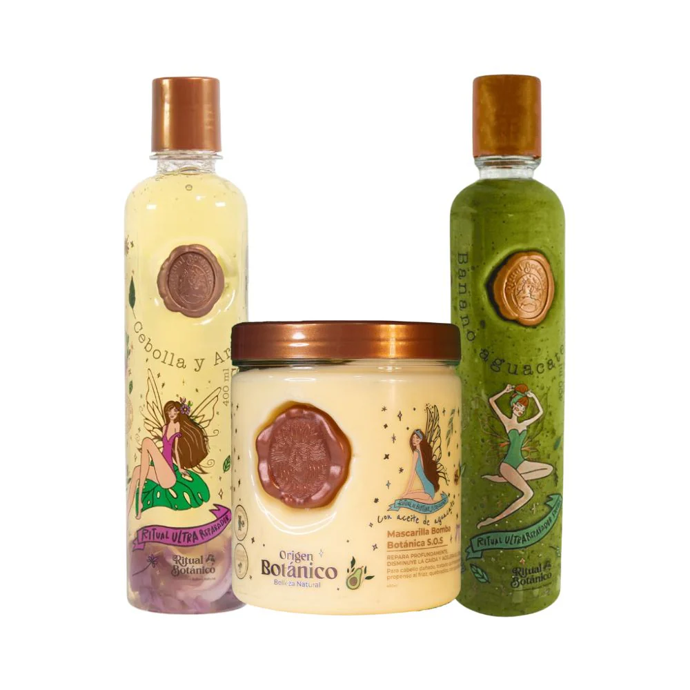Ritual Botanico Shampoo Cebolla, Tratamiento Intensivo Plex y Mascarilla Bomba capilar ritual Botanico (3 Pack)