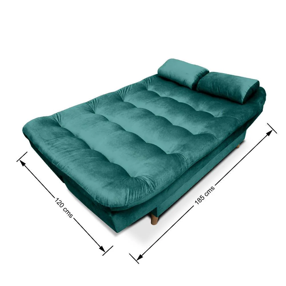 Sofa cama 3 Posiciones Fendik Tela Turquesa - Imagen 3