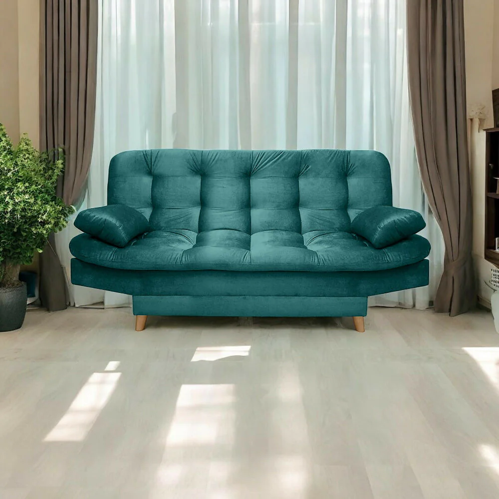 Sofa cama 3 Posiciones Fendik Tela Turquesa