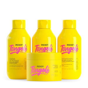 La pocion Kit para Rizos Tongole Shampoo, Crema para peinar, tratamiento y Mascarilla Tongole (4 Pack)